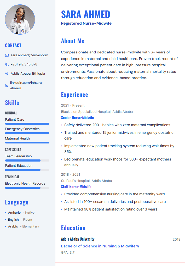 Nurse-Midwifery Resume