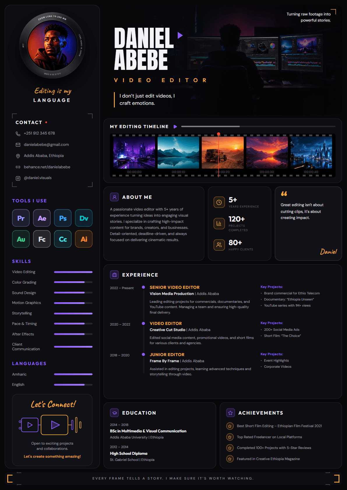 Cinematic Editor Resume resume template