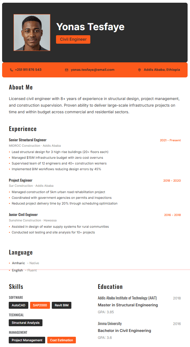 Charcoal Bold Resume