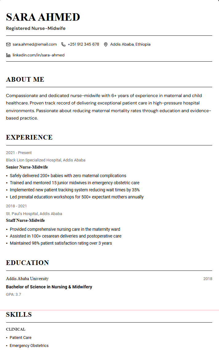 Professional Nurse Resume