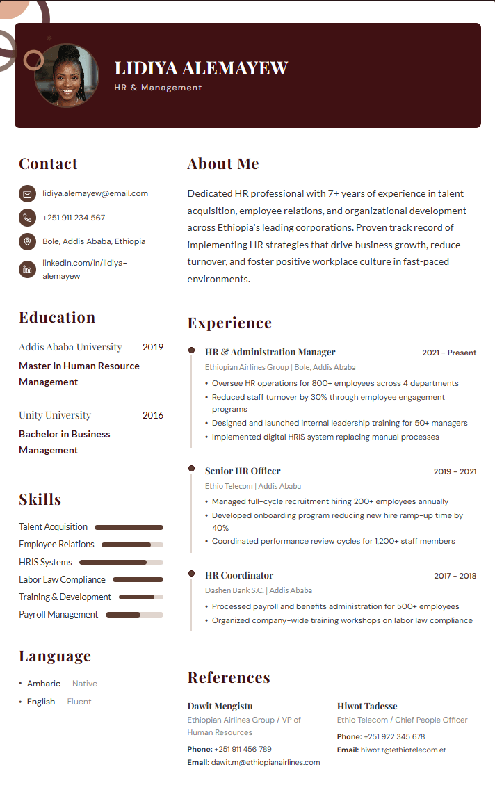 HR Management Resume