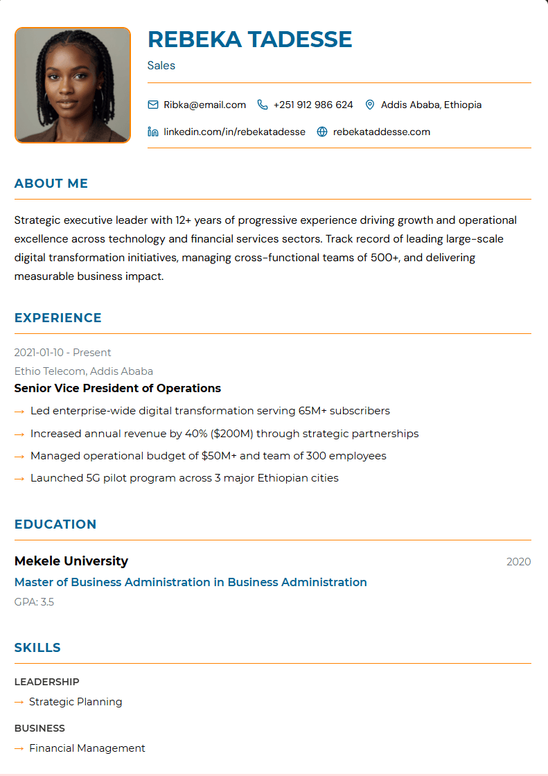 ATS Professional Resume
