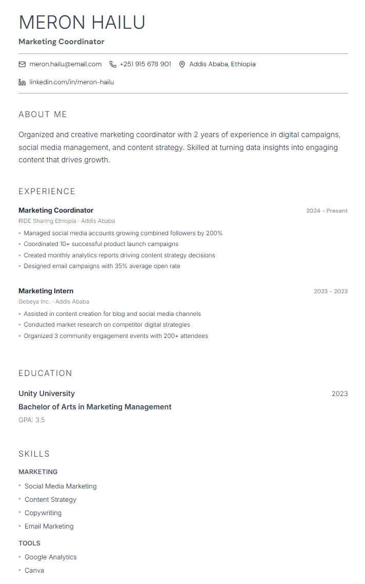 Simple Corporate Resume